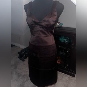 London Times Brown Cocktail Midi Dress